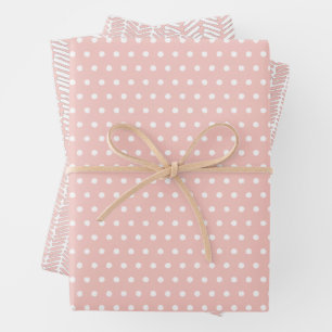 Feuille De Papier Cadeau Pois blancs Chevron Stripes Peach Blush Rose