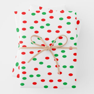 Feuille De Papier Cadeau Pois de Noël vert et rouge
