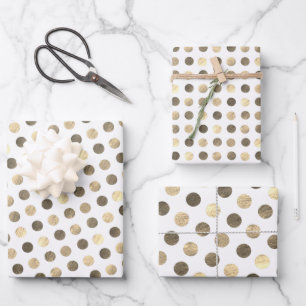 Feuille De Papier Cadeau Pois d'or mignon Moderne & Élégant Noël