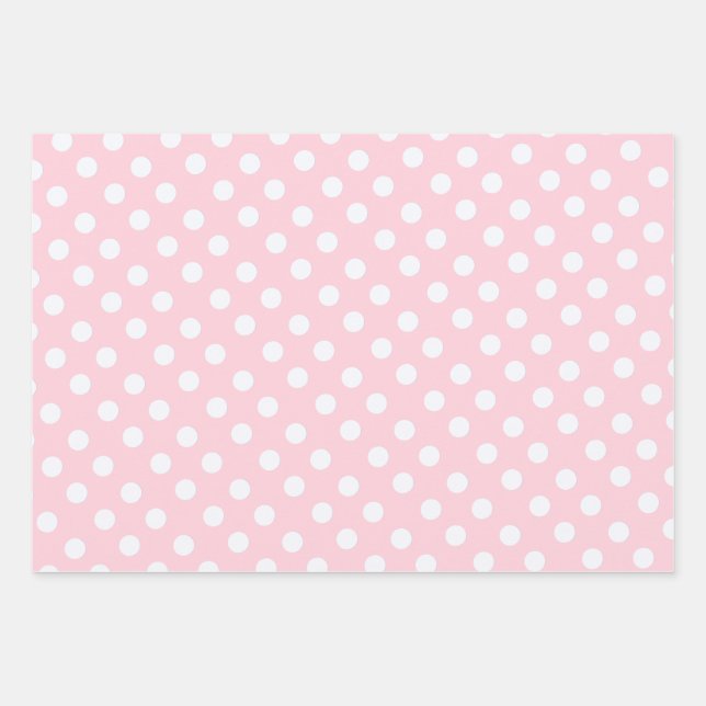 Feuille De Papier Cadeau pois en rose pastel  (Devant)
