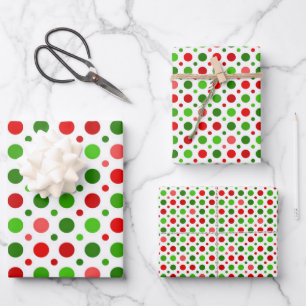 Feuille De Papier Cadeau pois rouges et verts de Noël enveloppant du papie
