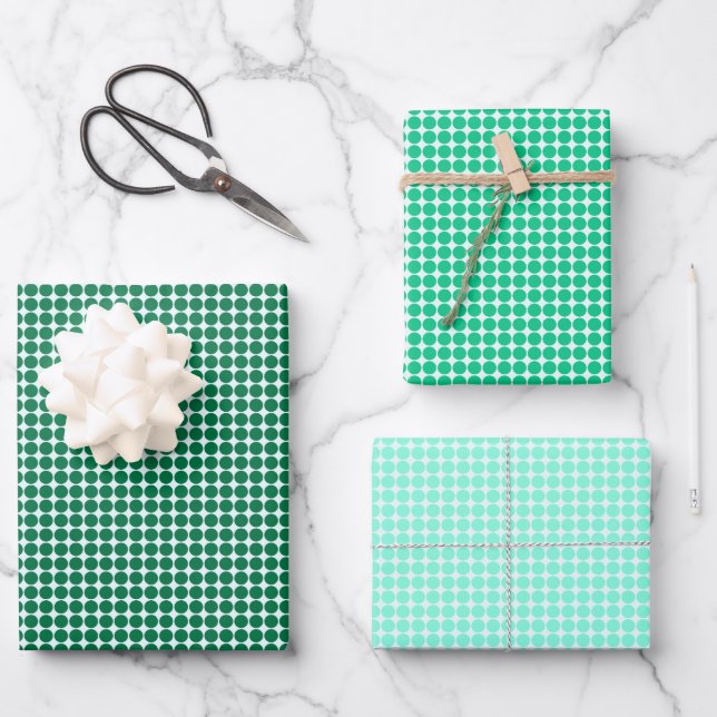 Feuille De Papier Cadeau Pois verts (Recto)
