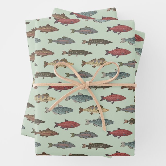 Feuille De Papier Cadeau Poisson fête d'anniversaire (En situation)