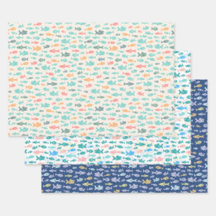 Feuille De Papier Cadeau Poisson Nautique Motifs marins
