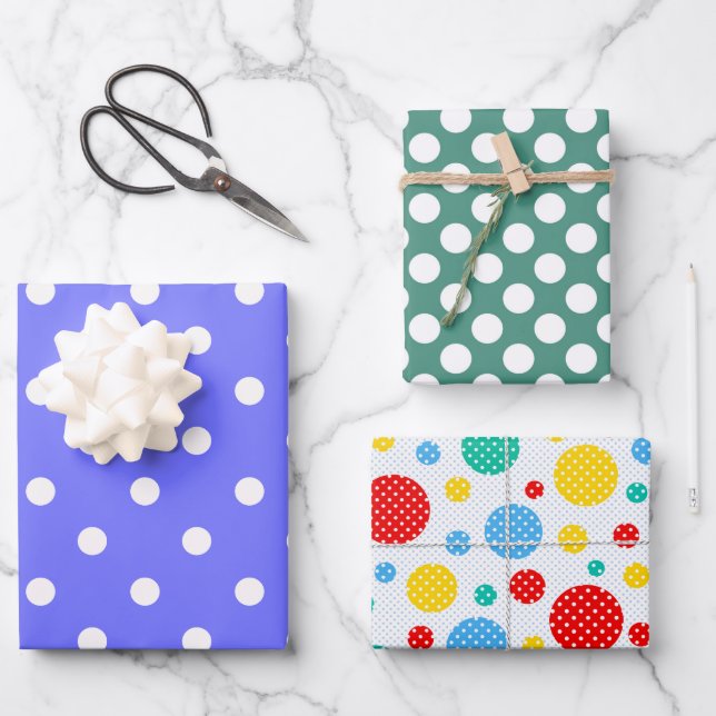Feuille De Papier Cadeau Polka Dots  (Recto)