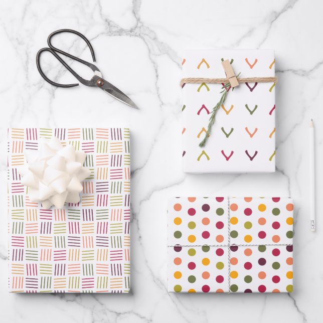 Feuille De Papier Cadeau Polka Dots| Wishbones | Weaving lines -  (Recto)