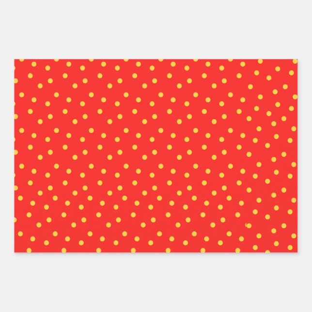 Feuille De Papier Cadeau Polka jaune vert rouge (Devant)