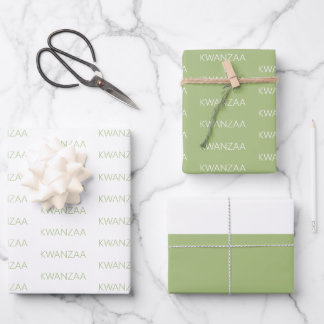 Feuille De Papier Cadeau Pomme moderne vert et blanc Kwanzaa