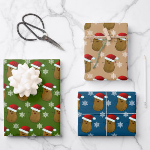 Feuille De Papier Cadeau Pommes de terre de Noël heureuses