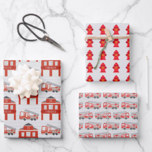 Feuille De Papier Cadeau Pompier Camion de pompiers
