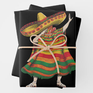 Feuille De Papier Cadeau Poncho Mexicain Dabbing Cinco De Mayo Fête Party