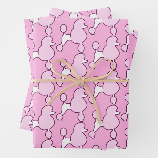 Feuille De Papier Cadeau Poodle rose (En situation)