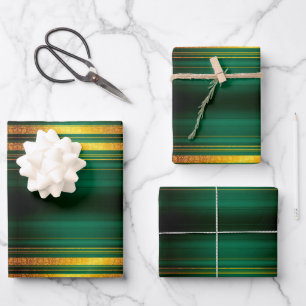 Feuille De Papier Cadeau Populaire Green Gold Luxury Linen Texture Collecti