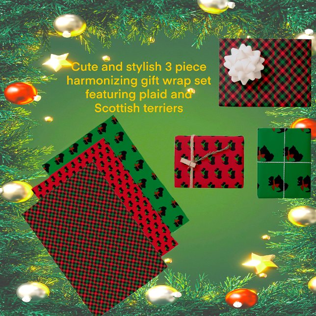 Feuille De Papier Cadeau Populaire Tendance Rouge Vert Noir Plaid (Your gifts will look fabulous!)