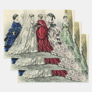 Feuille De Papier Cadeau Portrait de mariée de la fête de mariage victorien