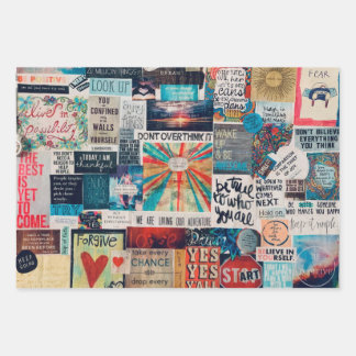 Feuille De Papier Cadeau Positive Vibes Collage Wrapping Paper