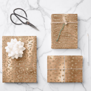 Feuille De Papier Cadeau Poster de animal Leopard Parties scintillant Glam 