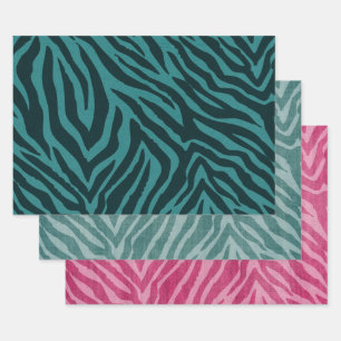 Feuille De Papier Cadeau Poster de animal turquoise Green Zebra
