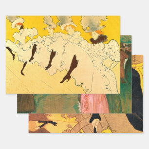 Feuille De Papier Cadeau Poster de la fille dansante Jaune Toulouse Lautrec
