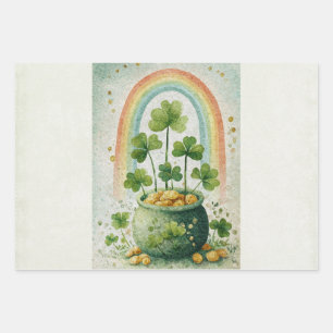 Feuille De Papier Cadeau Pot de l'or et arc-en-ciel vintage
