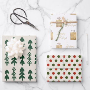 Feuille De Papier Cadeau Pots cadeaux d'arbre festif Points Motif sans cout