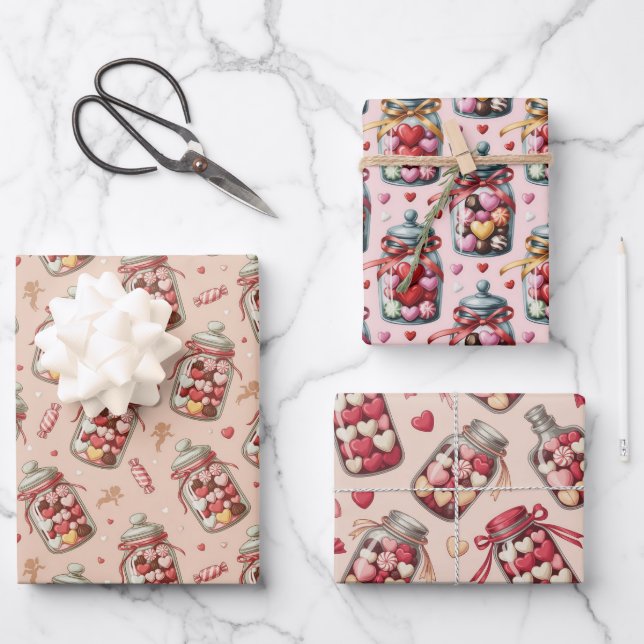 Feuille De Papier Cadeau Pots de bonbons et friandises (Recto)