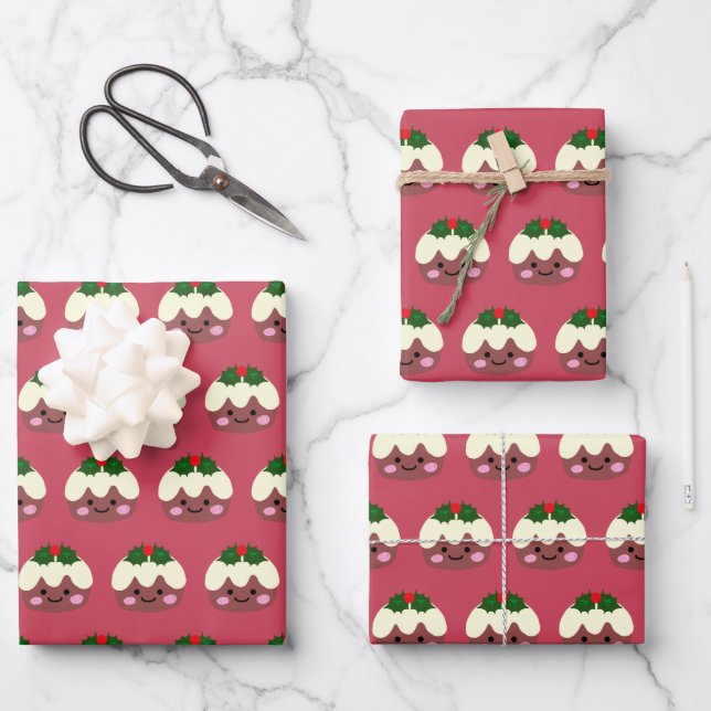 Feuille De Papier Cadeau Pouding de Noël 1 (Recto)