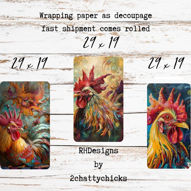 Feuille De Papier Cadeau Poules Texturées Découpe sous Verre à Peinture à l (Créateur téléchargé)