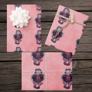 Feuille De Papier Cadeau Poupées en tissu gothiques Grands noeuds papillon