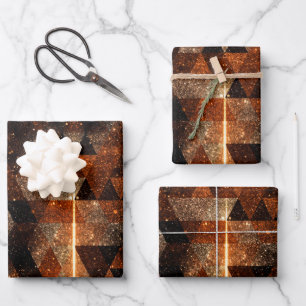 Feuille De Papier Cadeau Poutre d'or dans l'univers brillant géométrique