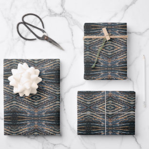 Feuille De Papier Cadeau Poutres en bois bleues et brunes Photo Perspective