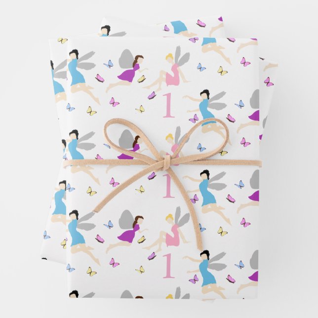 Feuille De Papier Cadeau Premier anniversaire de fée (En situation)