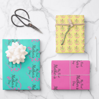 Feuille De Papier Cadeau Premier jour de la mère; rose; coeur; joli