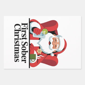 Feuille De Papier Cadeau Premier Noël sobre Santa Sobriété Noël