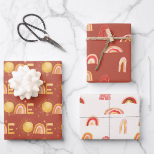 Feuille De Papier Cadeau Premier Voyage Autour Du Soleil   1er anniversaire