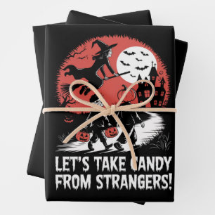 Feuille De Papier Cadeau Prenons des bonbons à des étrangers Funny Hallowee