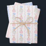 Feuille De Papier Cadeau Préppy Grandmillennial Christmas Bulbs and Bows<br><div class="desc">Papier d'enveloppement des vaches et des ampoules de Noël du grand-millénaire</div>