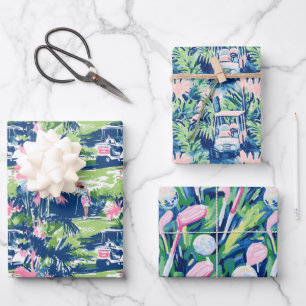 Feuille De Papier Cadeau Preppy Palm Beach Golf