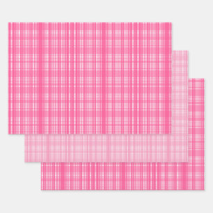Feuille De Papier Cadeau Preppy rose esthétique Plaid Motif