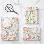 Feuille De Papier Cadeau Pretty Peach Blush Pink Floral Bridal Shower<br><div class="desc">Pretty Peach Blush Pink Floral Bridal Shower</div>