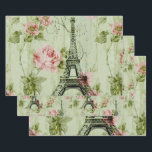 Feuille De Papier Cadeau pretty spretty<br><div class="desc">pretty spring mint pink floral Paris Eiffel tower home decor. Romantic vintage Paris statiery.</div>