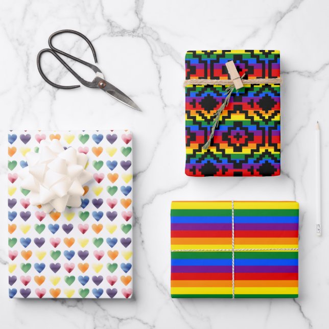 Feuille De Papier Cadeau Pride Rainbow LGBTQ (Recto)