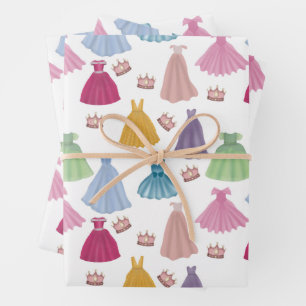 Feuille De Papier Cadeau Princess Dresses Fairytale Little Girl Motif