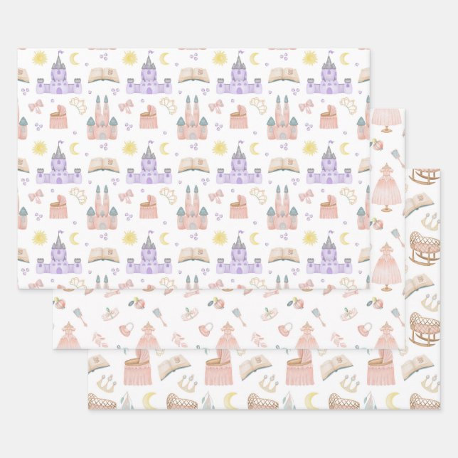 Feuille De Papier Cadeau Princesse Baby shower Motif (Lot)