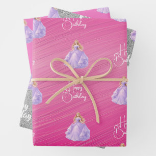 Feuille De Papier Cadeau Princesse Violette