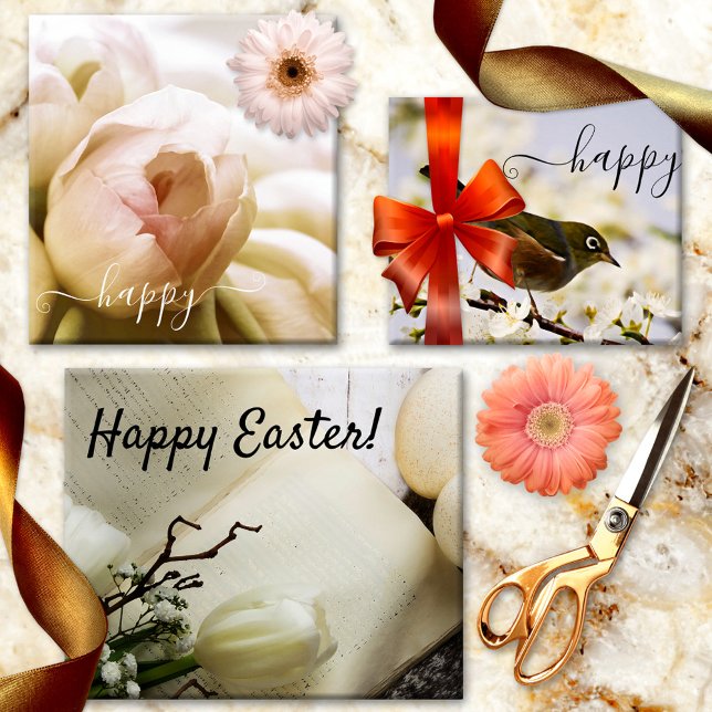 Feuille De Papier Cadeau Printemps pastel clair (Wrapping paper sheets featuring a variety of designs for a spring celebration in light pastels)