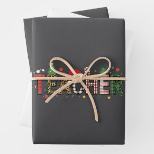 Feuille De Papier Cadeau Professeur Alphabet de Noël Cadeau pour Enseignant