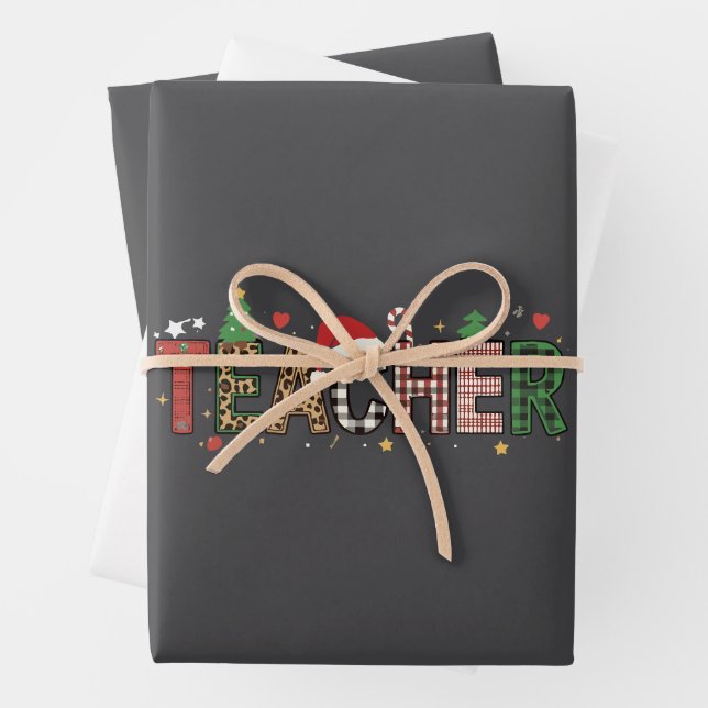 Feuille De Papier Cadeau Professeur Alphabet de Noël Cadeau pour Enseignant (En situation)