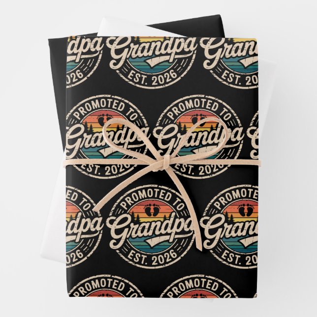 Feuille De Papier Cadeau Promoted To Grandpa Est 2026 Pregnancy Retro (En situation)