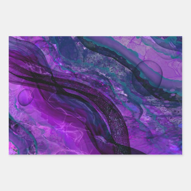 Feuille De Papier Cadeau Purple Passion Alcool Encre Conception abstraite (Devant)